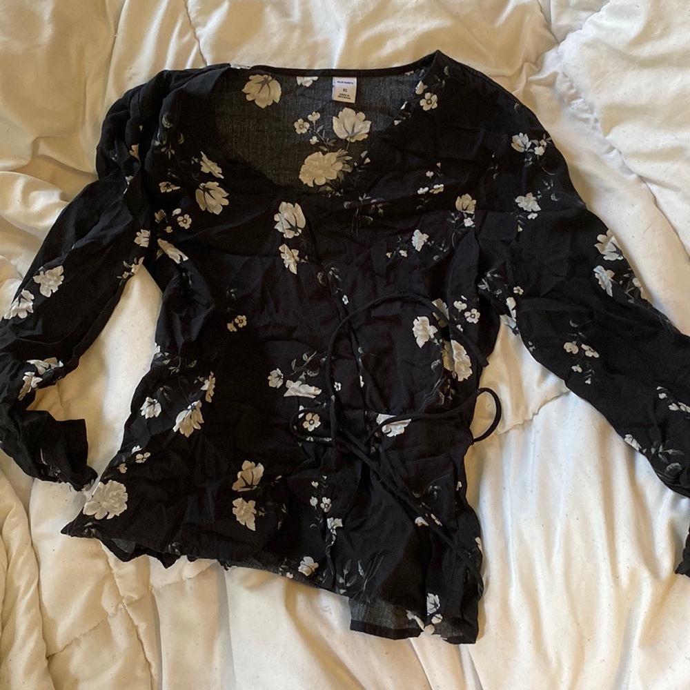 Black floral shirt